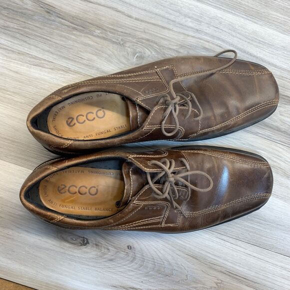 Ecco Helsinki Men’s Brown Leather Lace Up Shoes EUR 46 US 12-12.5 Retail $150